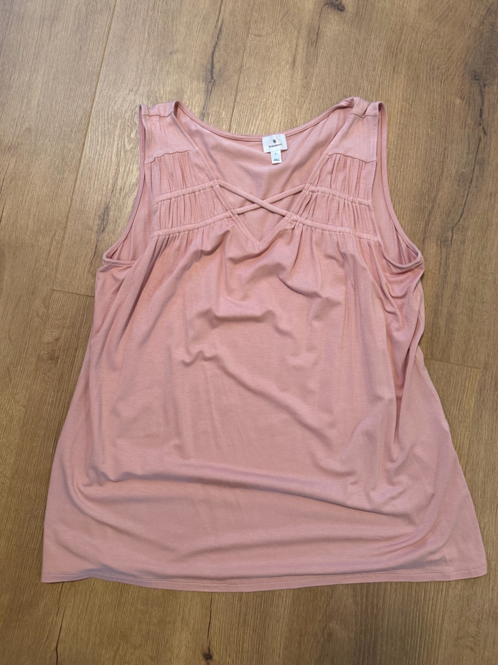 Dress Barn Blush Pink Crisscross Yoke Tank